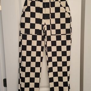 P&Co Black and White Checkered Straight Leg Jeans UK 8